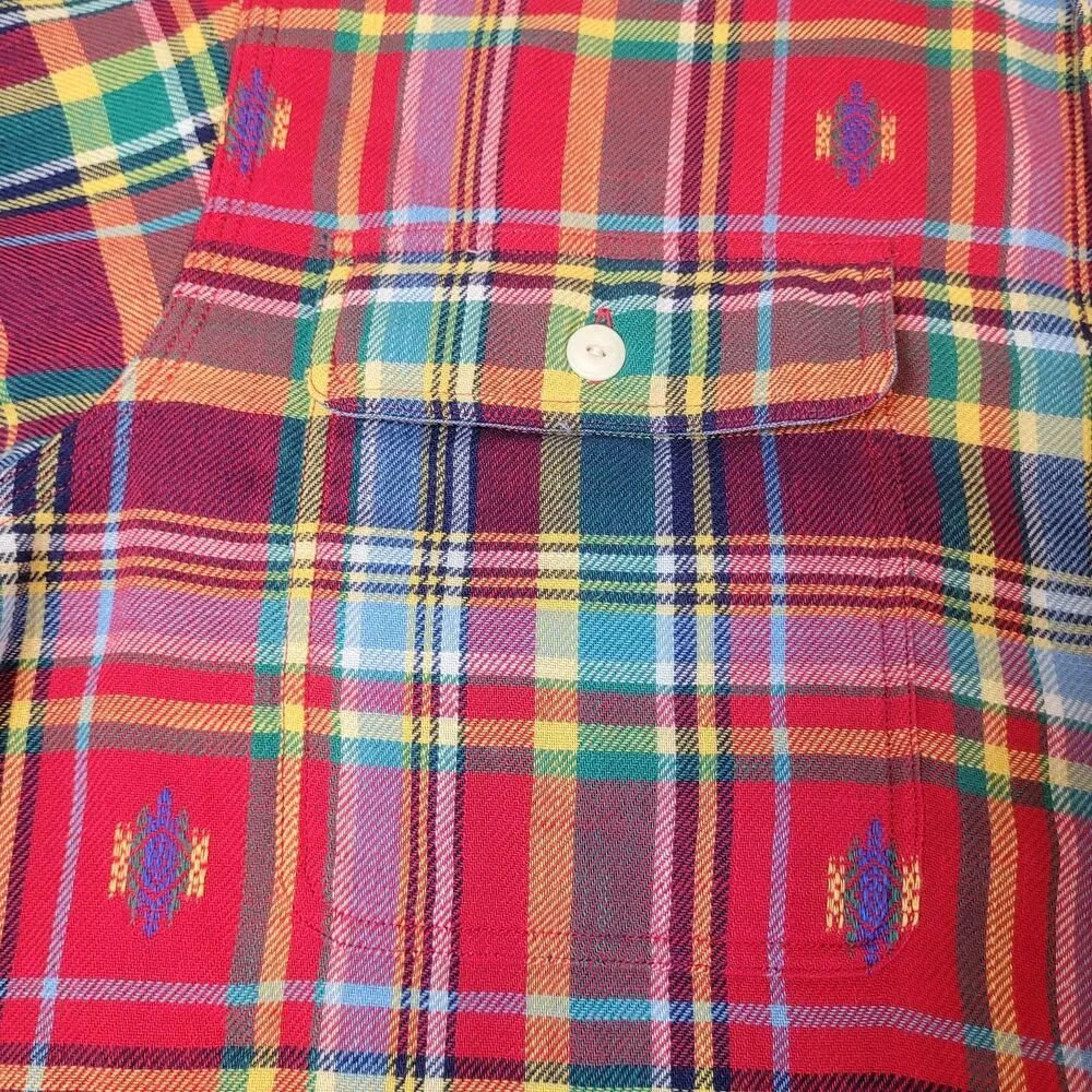 Polo Ralph Lauren Shirt Mens XL Multi Plaid Button Down Flannel Madras Navajo
